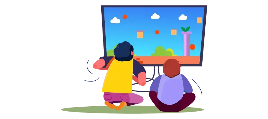 Videospiele Zwei Kinder spielen Videospiele