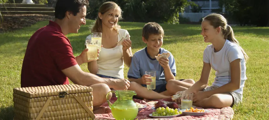 Familie beim Picknick am Kindertag